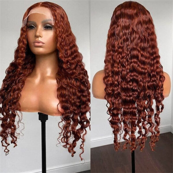 #33 Reddish Brown 13x4 Transparent Lace Front Deep Wave Season Vibe Wig - Image 3